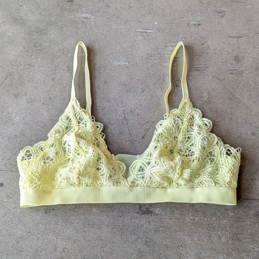 Thirdlove Boho Lace Triangle Bralette Yellow medium